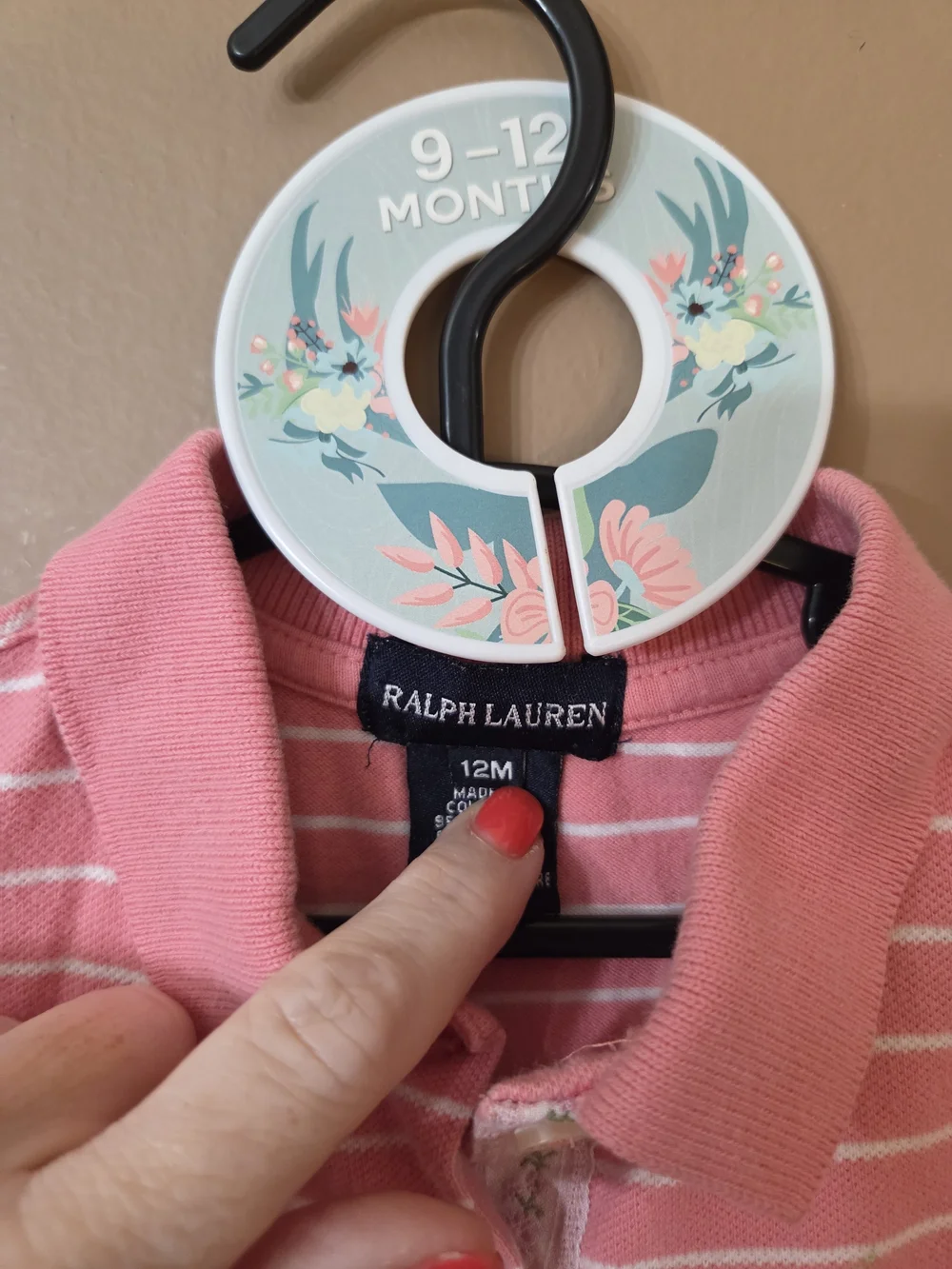 Ralph Lauren Coral Pink Striped Polo Dress size 12 Months